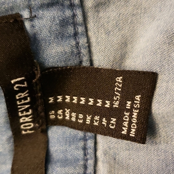 Forever 21 Repurposed Bleached Denim Chambray Skater Mini Skirt M EUC - Picture 5 of 11